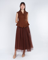 Clarien Tailored Wrap Top - Chestnut