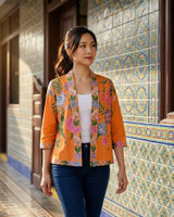 Soraya Batik Kimono Jacket - Orange