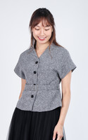 Zella Tweed Button Top - Grey