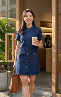Carlos Button Down Denim Dress - Denim