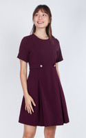 Mirelle Panelled Pleat Dress - Plum