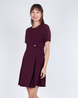 Mirelle Panelled Pleat Dress - Plum