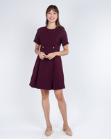 Mirelle Panelled Pleat Dress - Plum