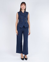 Salene Linen Vest Top - Navy