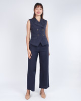 Salene Linen Vest Top - Stone Blue