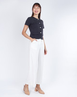 Aricia Button Sleeve Top - Dark Grey