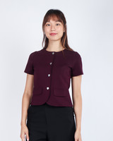 Aricia Button Sleeve Top - Plum
