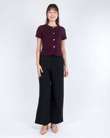 Aricia Button Sleeve Top - Plum