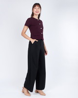 Aricia Button Sleeve Top - Plum