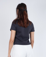 Aricia Button Sleeve Top - Dark Grey