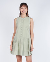 Verina Pintuck Drop Waist Dress - Sage