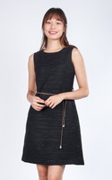 Hailey Tweed Shift Dress - Black