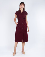 Enya Ruched Midi Dress - Burgundy