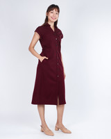 Enya Ruched Midi Dress - Burgundy