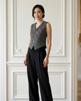 Blake Lace Trim Tweed Vest - Graphite 