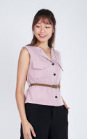 Brinna Linen Button Top - Dusty Pink