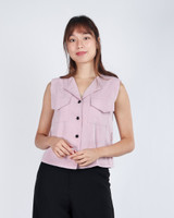 Brinna Linen Button Top - Dusty Pink