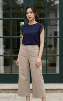 Lisse Lace Sleeve Top - Navy