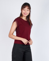 Lisse Lace Sleeve Top - Burgundy