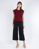 Lisse Lace Sleeve Top - Burgundy