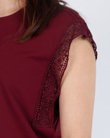 Lisse Lace Sleeve Top - Burgundy
