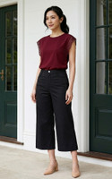 Lisse Lace Sleeve Top - Burgundy