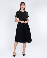 Akami Pleated Peplum Dress - Black