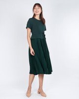 Akami Pleated Peplum Dress - Forest Green