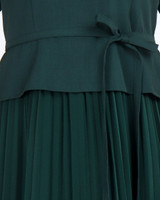 Akami Pleated Peplum Dress - Forest Green