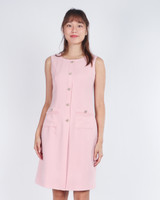 Loretta Button Sheath Dress - Pink