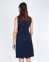 Loretta Button Sheath Dress - Navy