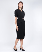 Maryann Puff Sleeves Midi Dress - Black