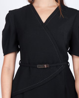 Maryann Puff Sleeves Midi Dress - Black