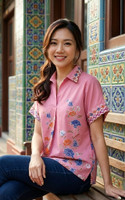 Tayaka Batik Kaftan Top - Pink