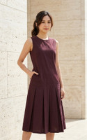 Macey Dropwaist Midi Dress - Maroon