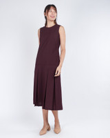 Macey Dropwaist Midi Dress - Maroon
