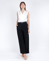 Aveline V-Neck Satin Top - White