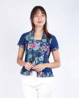 Yara Batik Kebaya Top - Navy