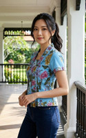 Yara Batik Kebaya Top - Sky Blue
