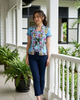 Yara Batik Kebaya Top - Sky Blue
