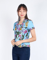 Yara Batik Kebaya Top - Sky Blue