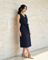 Penelope V-Neck Midi Dress - Midnight Blue