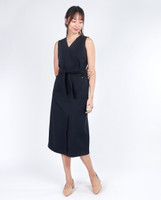 Penelope V-Neck Midi Dress - Midnight Blue