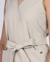 Penelope V-Neck Midi Dress - Cream