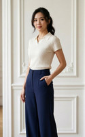 Amie Skipper Polo Knit Top - Cream
