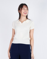 Amie Skipper Polo Knit Top - Cream
