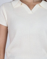 Amie Skipper Polo Knit Top - Cream