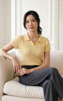 Amie Skipper Polo Knit Top - Yellow