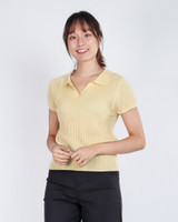Amie Skipper Polo Knit Top - Yellow