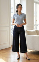 Amie Skipper Polo Knit Top - Blue